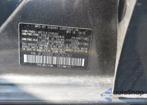 2025 Subaru Crosstrek Premium z USA, uszkodzony, nr VIN JF2GUHDC7S8267261